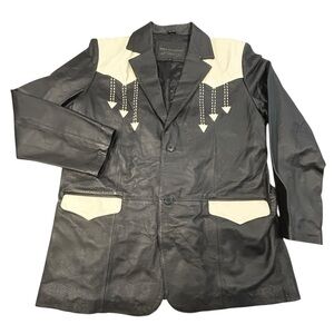 Vintage‎ Niko Leather Designs Black and Cream Rare Western Jacket 2XL